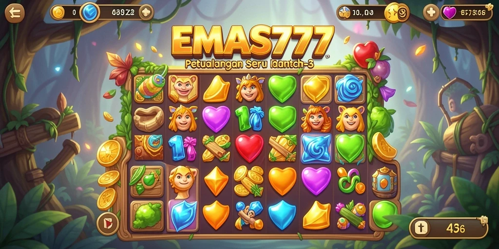 Screenshot menunjukkan gameplay seru dan warna-warni dari EMAS777.