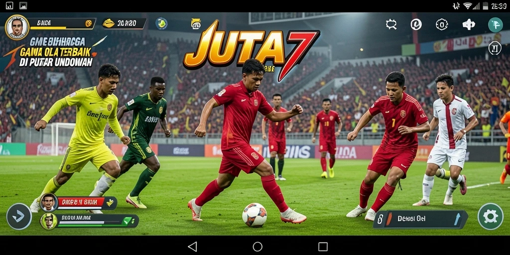 Tangkapan layar utama JUTA7 menampilkan aksi seru dalam pertandingan olahraga.