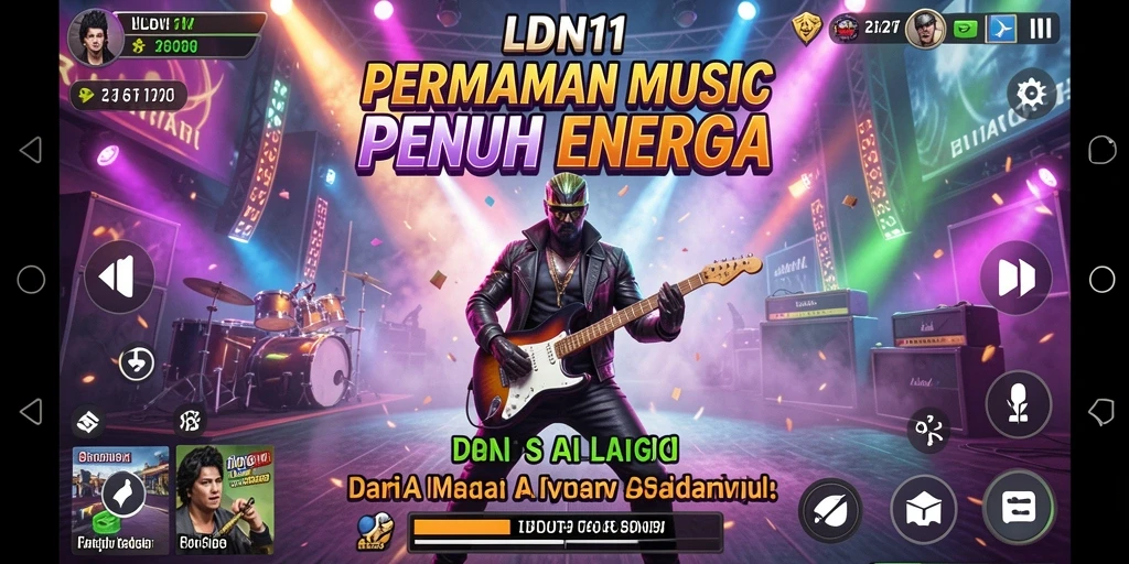 Tampilan gameplay LDN11 yang mendalam dan menarik dengan berbagai pilihan lagu.