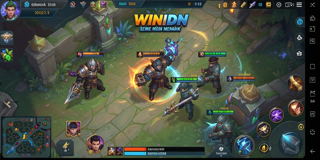 Screenshot gameplay WINIDN menampilkan pertempuran seru dalam mode MOBA.